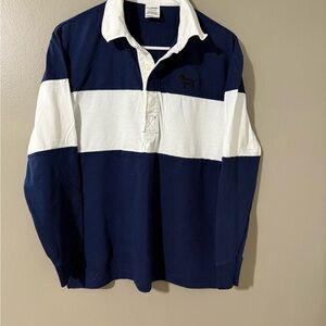 PINK‎ Victoria's Secret Blue and White Boxy Polo Jersey